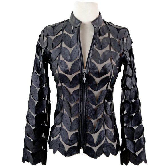 New without tag Belgin Francis Black Classic Leaf Design Jacket, Size 1X (XL) - Picture 1 of 8